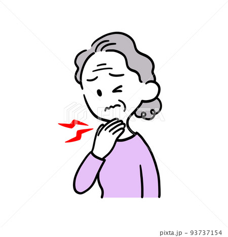 喉が痛そうな高齢女性 93737154