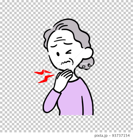 喉が痛そうな高齢女性 93737154