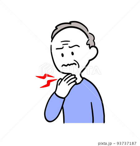 喉が痛そうな高齢男性 93737187