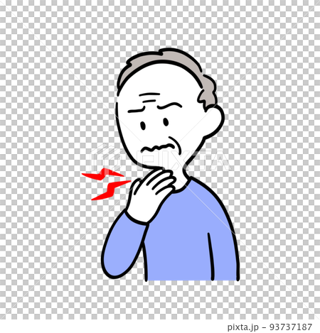 喉が痛そうな高齢男性 93737187