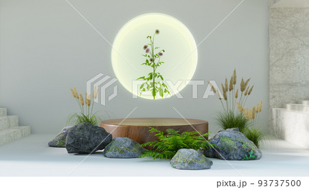 Wooden stage mock up in clean room for product presentation 93737500