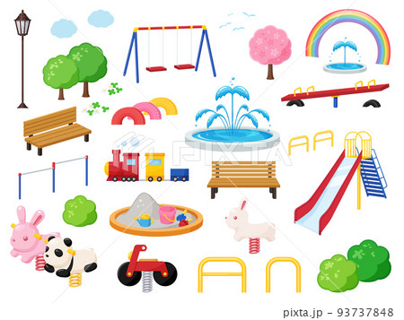 公園の遊具_イラスト素材セット 93737848