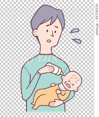 ミルクをあげる男性のイラスト素材 [93738110] - PIXTA