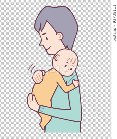 赤ちゃんの背中をさする男性のイラスト素材 [93738111] - PIXTA