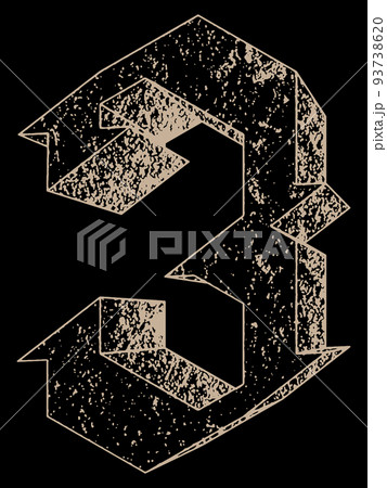 Decorative number on black background.Modern gothic style font. 93738620