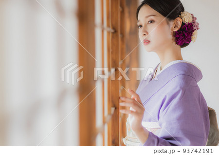 紫色の色無地 着物 紫色の色無地 着物 93742191