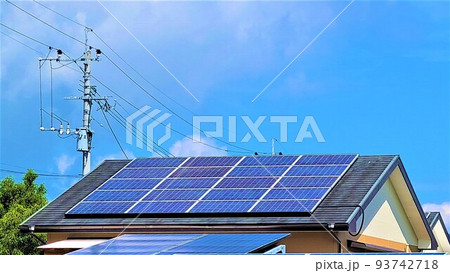 ソーラータウン ソーラーハウス スマートグリッドのイメージ 素材 背景 ソーラータウン ソーラーハウス スマートグリッドのイメージ 素材 背景 93742718