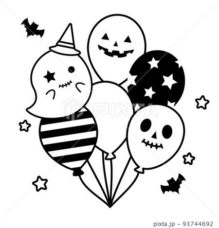 ぬりえ / ハロウィンの可愛いおばけ風船 ぬりえ / ハロウィンの可愛いおばけ風船 93744692