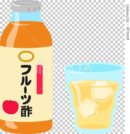 fruit vinegar bottle and glass 93744993