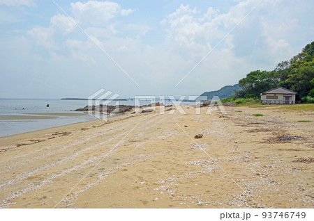 福岡県行橋市の長寿大橋が見える蓑島海水浴場 福岡県行橋市の長寿大橋が見える蓑島海水浴場 93746749