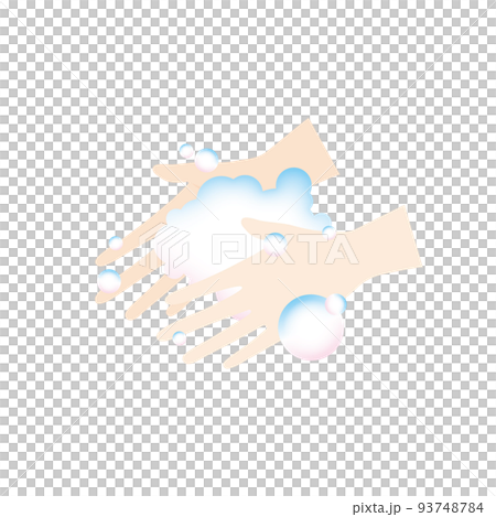 石鹸で両手を洗うイラスト 93748784