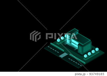 Smart city or intelligent building isometric vector concept. Modern smart city urban planning and development infrastructure buildings 93749165