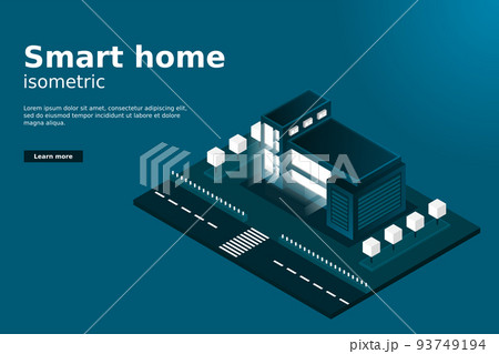 Smart city or intelligent building isometric vector concept. Modern smart city urban planning and development infrastructure buildings 93749194