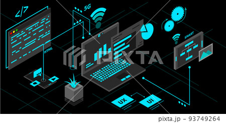 Internet of things (IOT) banner. Everything connectivity device concept network 93749264