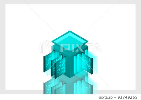 Data center isometric icon, database and cloud data storage concept, PCB slot, server room 93749265
