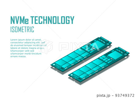 NVME Express M.2 memory realistic 3d isometric illustration, random access memory, personal computer hardware component NVME Express M.2 memory realistic 3d isometric illustration, random access memory, personal computer hardware component 93749372