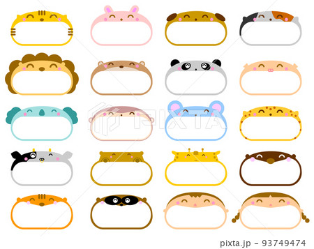 かわいい動物の顔の見出しフレーム 93749474