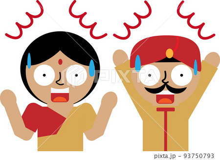 驚くインド人の男性と女性 93750793