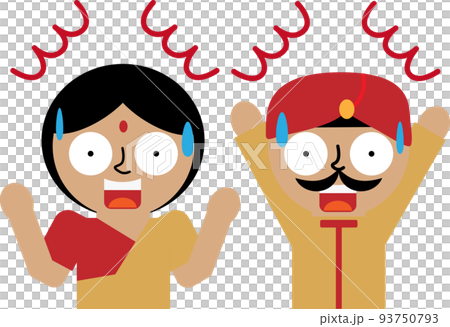 驚くインド人の男性と女性 93750793