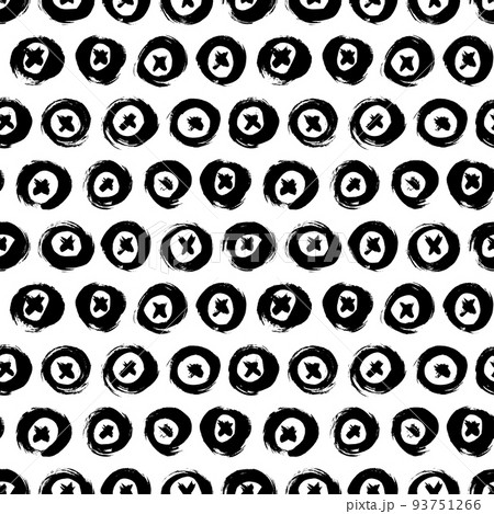 Seamless pattern with bold circles and crosses. 93751266