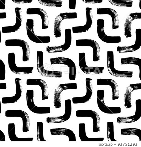 Hand drawn curved lines vector seamless pattern. 93751293