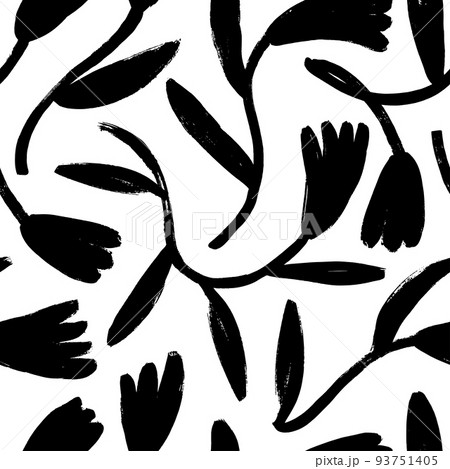 Silhouettes of tulip hand drawn seamless pattern. Silhouettes of tulip hand drawn seamless pattern. 93751405