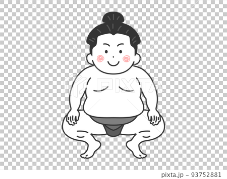 まわしを締めた、日本人力士のイラスト 93752881