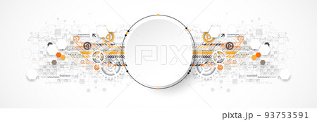 Abstract circle technology concept. Circuit board, high computer color background. Abstract circle technology concept. Circuit board, high computer color background. 93753591