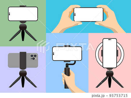 スマートフォンで動画撮影のイラストセット 93753715