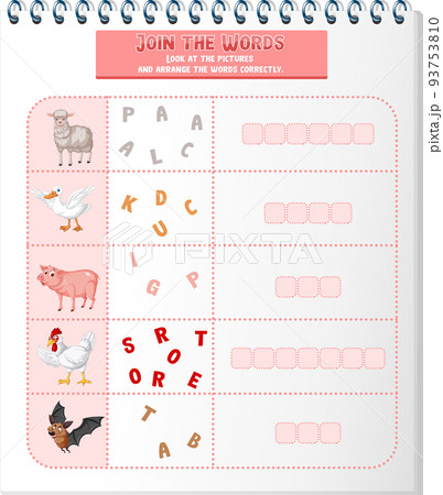 Arrange the letters in order with pictures 93753810