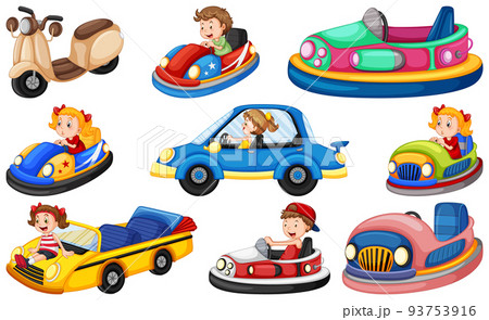 Set of kids riding Go-Kart 93753916