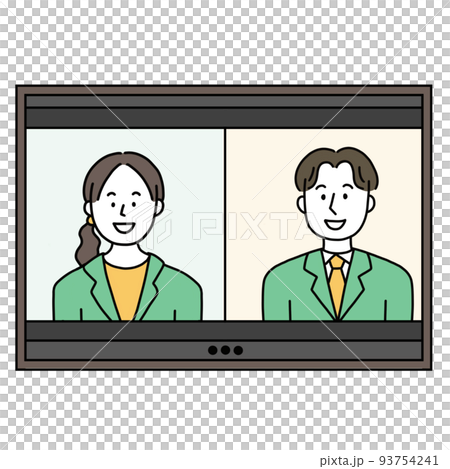 Remote, online meeting, web conference, telework men and women 93754241