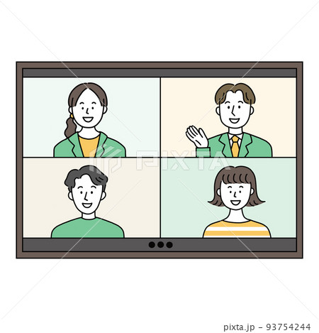 リモート、オンラインミーティング、ウェブ会議、テレワーク 複数の男女 リモート、オンラインミーティング、ウェブ会議、テレワーク 複数の男女 93754244