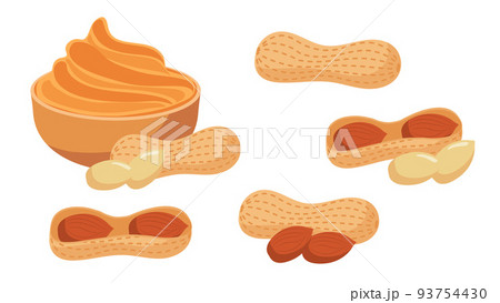 Collection set of cartoon food peanut and peanut butter 93754430