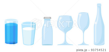 Collection set of cartoon glass bottle and cup Collection set of cartoon glass bottle and cup 93754521