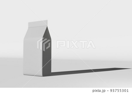 White standing box bottom pouch bag coffee branding 3D rendering. Merchandise packaging design. Shop sale demonstration. 93755301