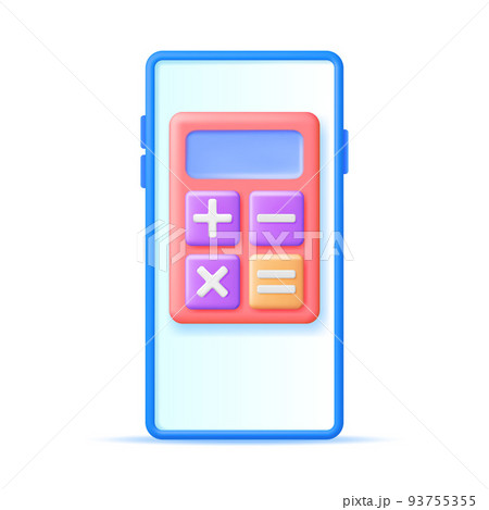 3D Calculator App on Smartphone Screen Isolated 3D Calculator App on Smartphone Screen Isolated 93755355
