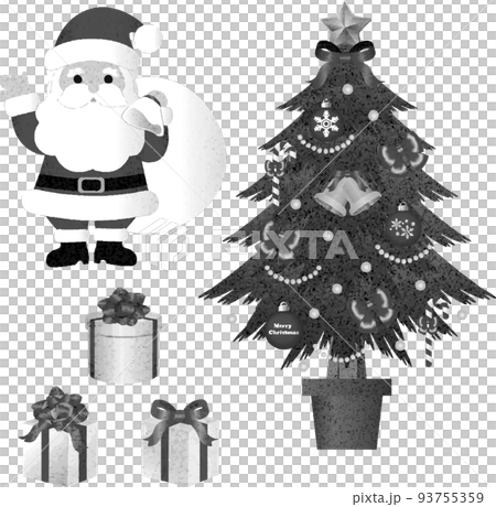 Material Clipart Hd PNG, Christmas Material, Christmas Tree, Santa