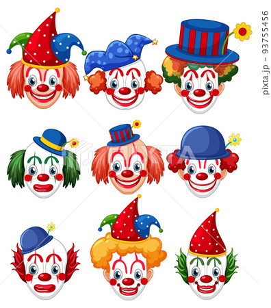 Set of clown facial expression 93755456