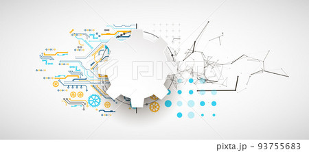 Abstract background on technological and scientific topics. Plexus effect with various techno details with a place under the text. Vector format. Abstract background on technological and scientific topics. Plexus effect with various techno details with a place under the text. Vector format. 93755683