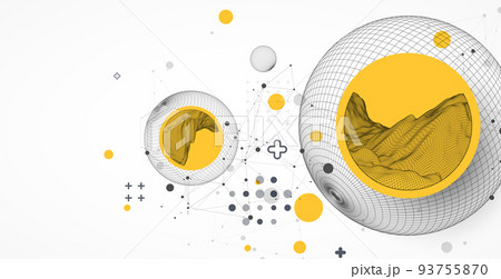 Sphere theme with connected lines in technology style background. Wireframe illustration. Abstract 3d grid design. Sphere theme with connected lines in technology style background. Wireframe illustration. Abstract 3d grid design. 93755870