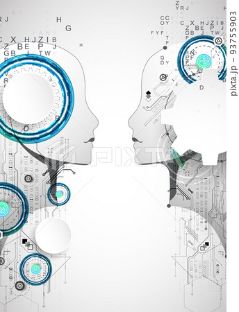 Artificial Intelligence. Technical background with a silhouette of a man. Big data concept. Machine cyber mind. Artificial Intelligence. Technical background with a silhouette of a man. Big data concept. Machine cyber mind. 93755903