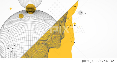 Sphere theme with connected lines in technology style background. Wireframe illustration. Abstract 3d grid design. Sphere theme with connected lines in technology style background. Wireframe illustration. Abstract 3d grid design. 93756132