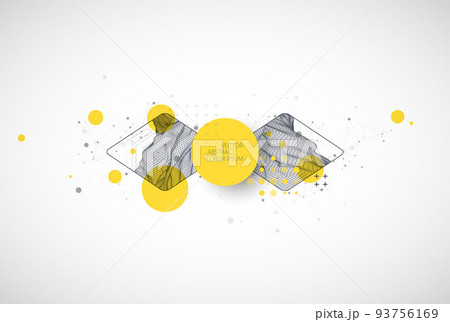 Trendy abstract wireframe background. Modern science or technology art elements. Surface illustration. Vector. Trendy abstract wireframe background. Modern science or technology art elements. Surface illustration. Vector. 93756169