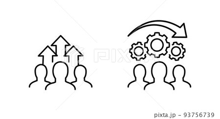 Team growth and development line icons set 93756739