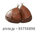水彩で描かれた秋の味覚である美味しそうな栗のイラスト 93756898