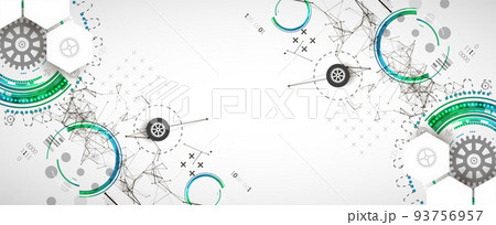 Abstract background on technological and scientific topics. Plexus effect with various techno details with a place under the text. Vector format. Abstract background on technological and scientific topics. Plexus effect with various techno details with a place under the text. Vector format. 93756957
