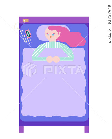 眠れない女性。不眠症。背景、吹き出し無し。 93757649