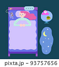 眠れない女性。不眠症。背景、家具、吹き出し有り。 93757656