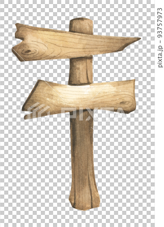 Watercolor Wooden signboards, empty Blank, wood banners, planks, board. 93757973